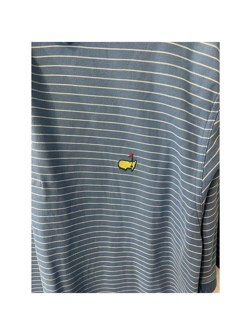 Masters Golf Polo Shirt Blue & White Striped Size XXL Cotton Mesh 2 Ply Logo - Picture 2 of 9